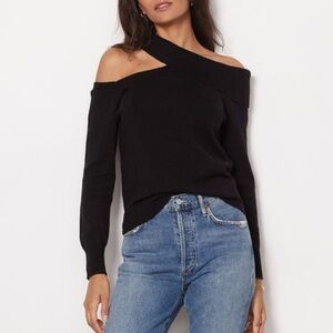 Evereve Black Off-the-Shoulder Sweater